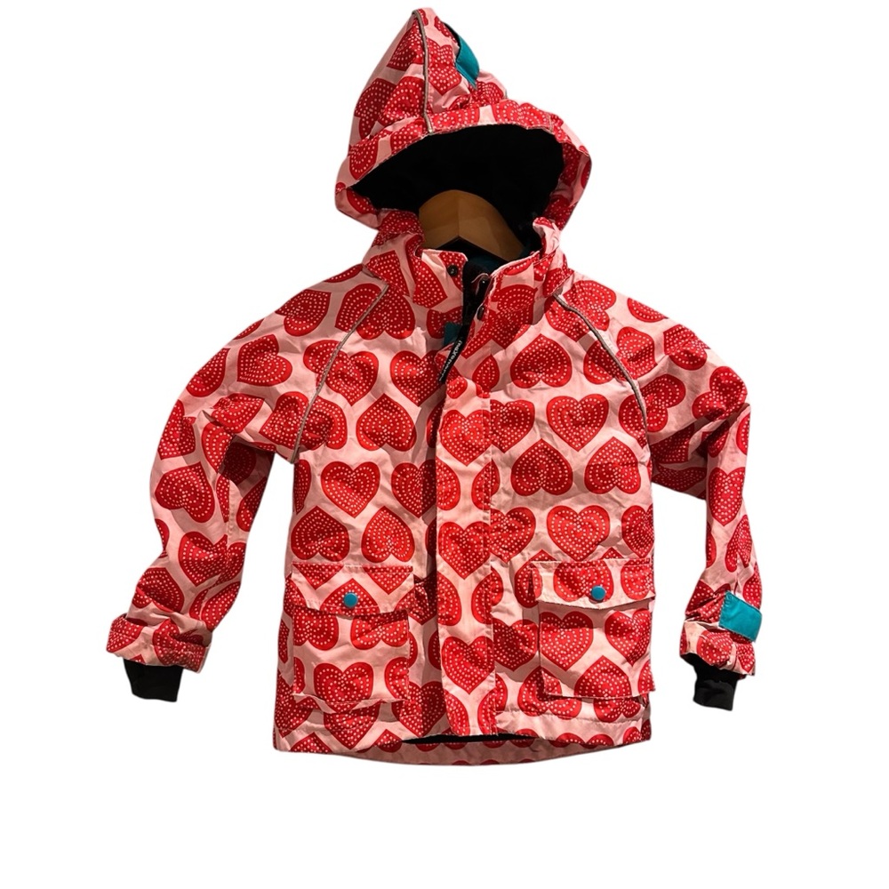 Maxomorra Raincoat Heart Print Removable Fleece Vest‎ Size 3-4
